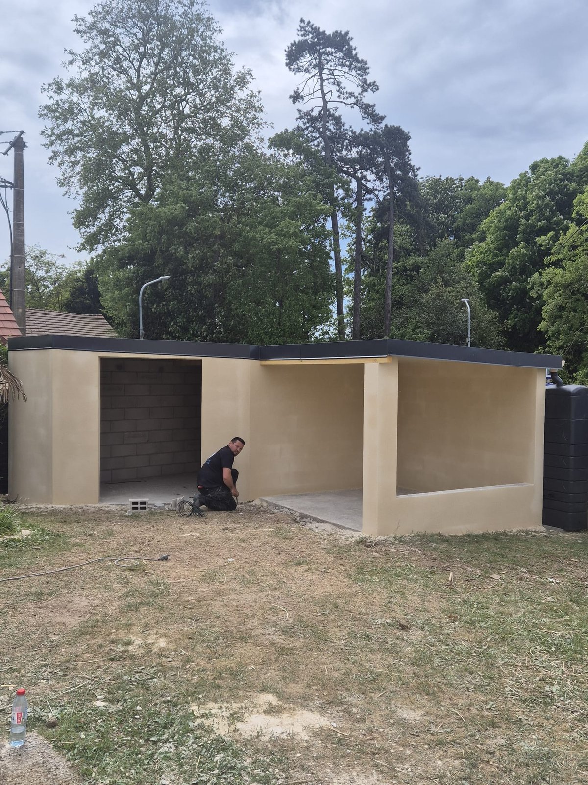 Création d'annexe maçonnée & enduit de façade ton pierre